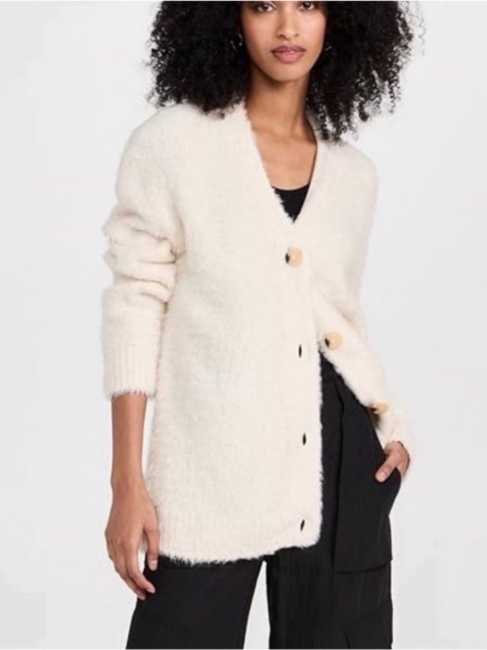 Vince Oversized Teddy Alpaca Wool Cardigan (M)
